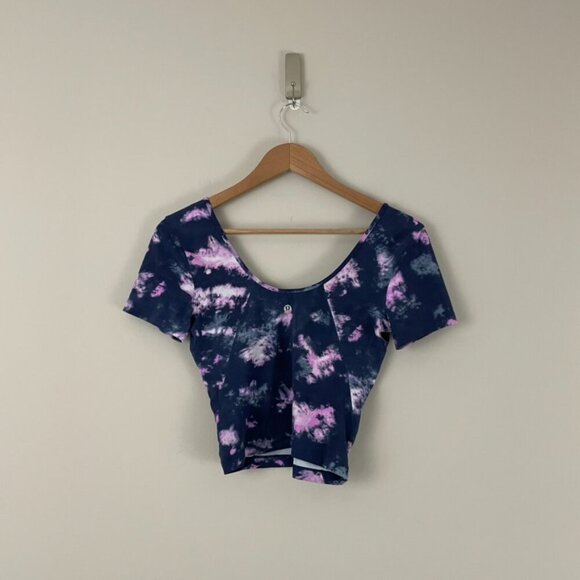 Lululemon Align T-Shirt Circulate Tie Dye Mineral Blue Multi Size 4 - Picture 2 of 5